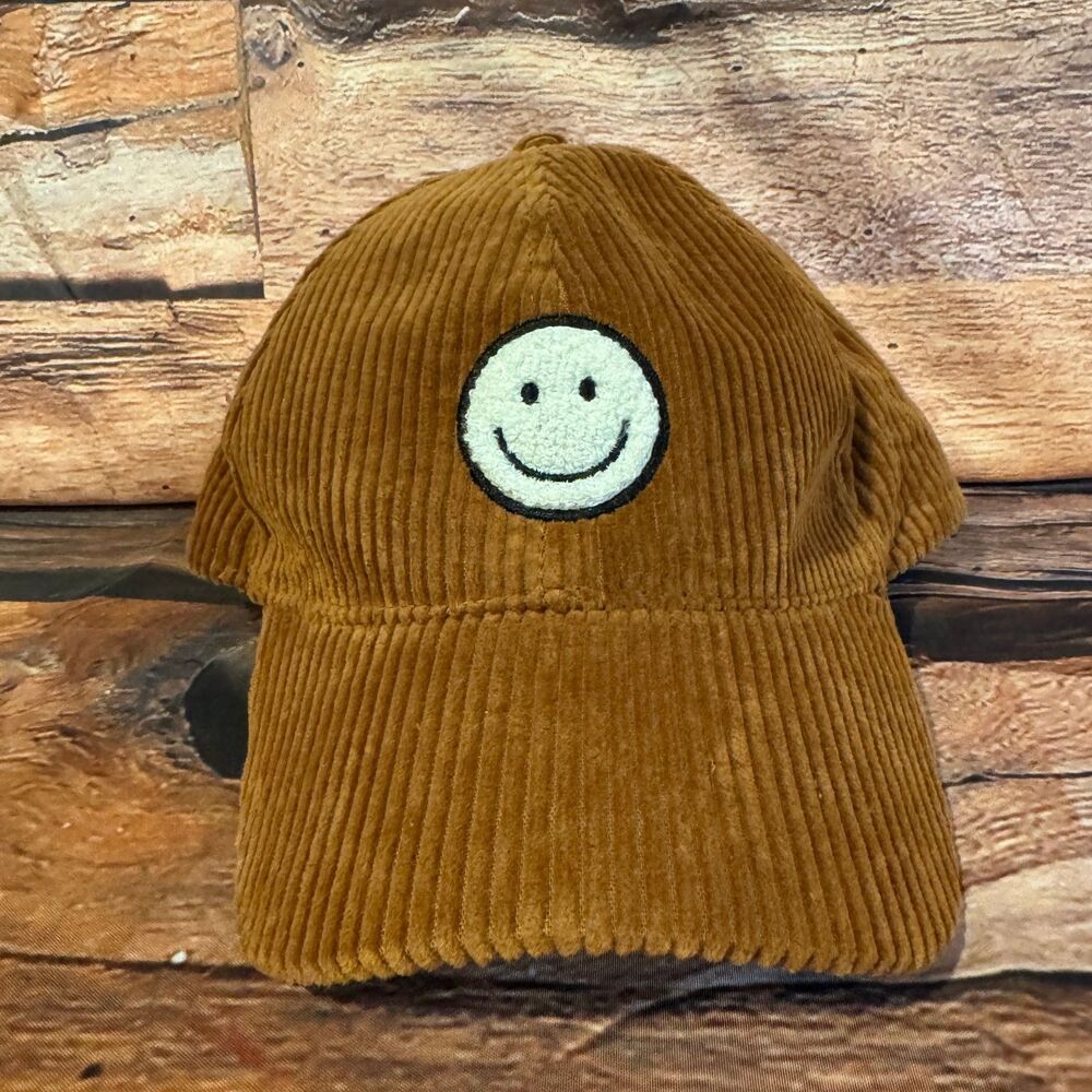 David and Young Hat Men's OSFM Brown Corduroy Smiley Face Adjustable Cap